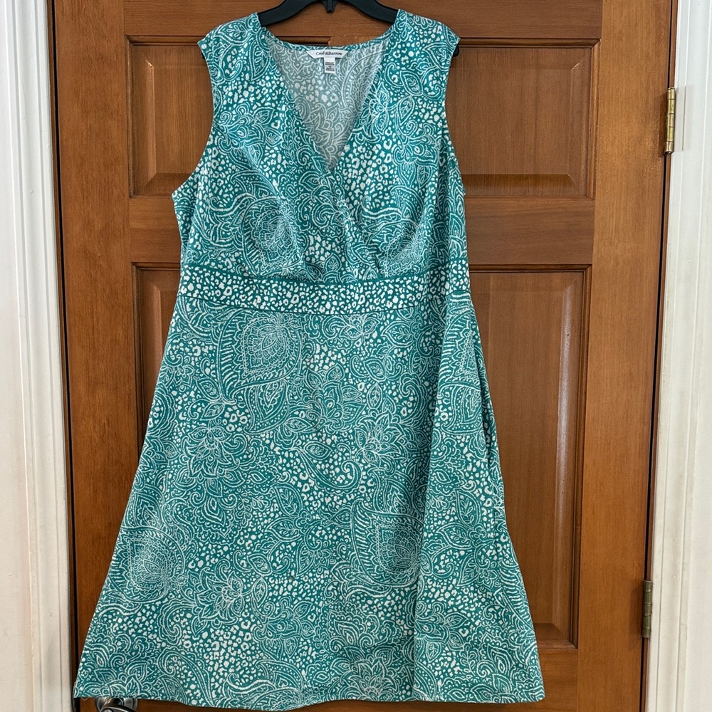 GUC! Women’s size 1X, Croft & Barrow Turquoise Paisley Stretch Midi Dress!